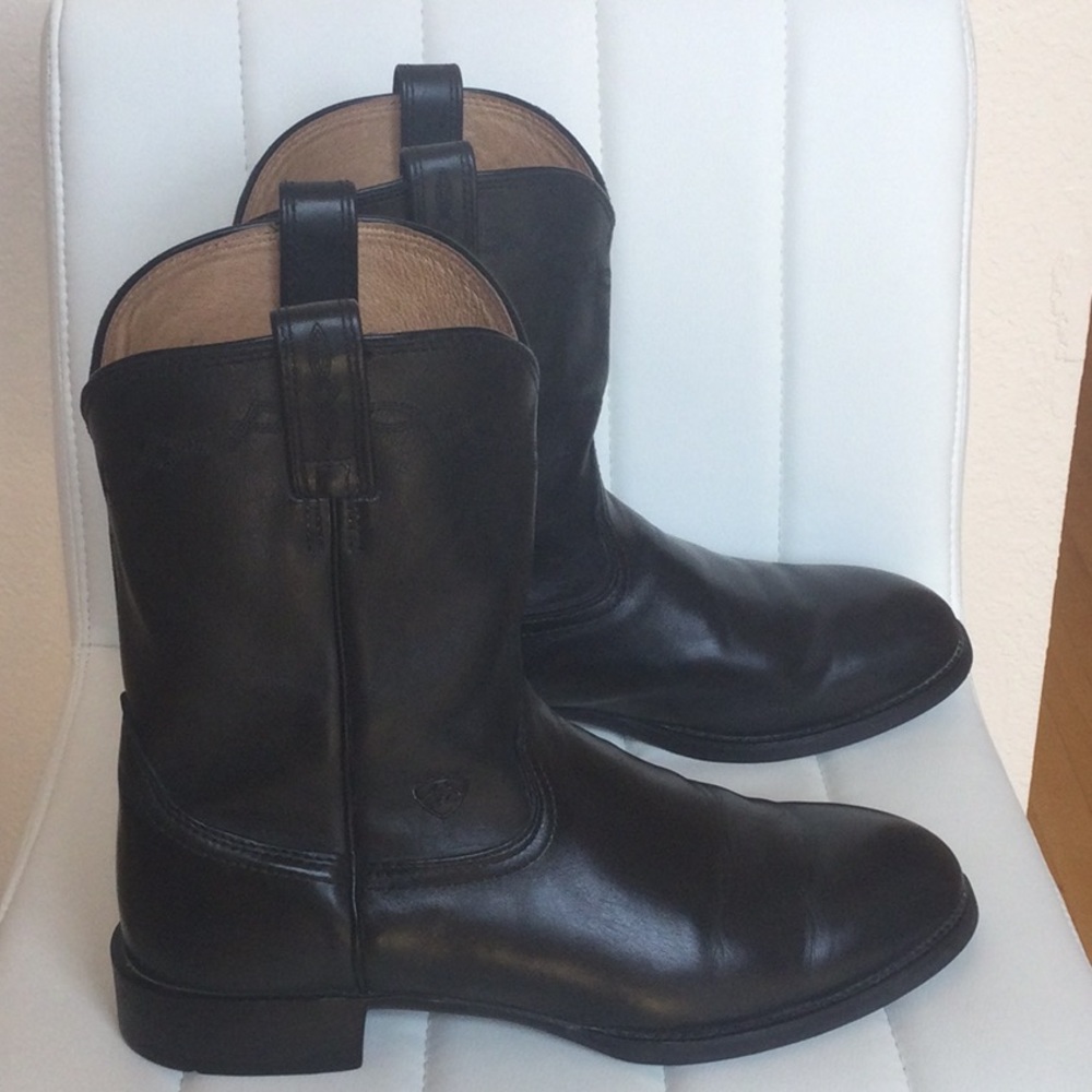 EUC Mens EE12 Black 35501 Heritage Roper Ariat Western Cowboy Boots - Picture 2 of 16